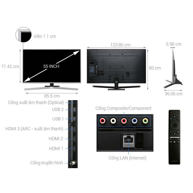 Tivi Samsung 55 inch 4K Smart TV UA55TU8100KXXV