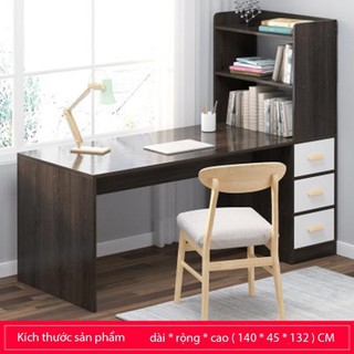 Bàn làm việc cao cấp bàn học có kèm kệ sách nhiều tầng 3 ngăn kéo