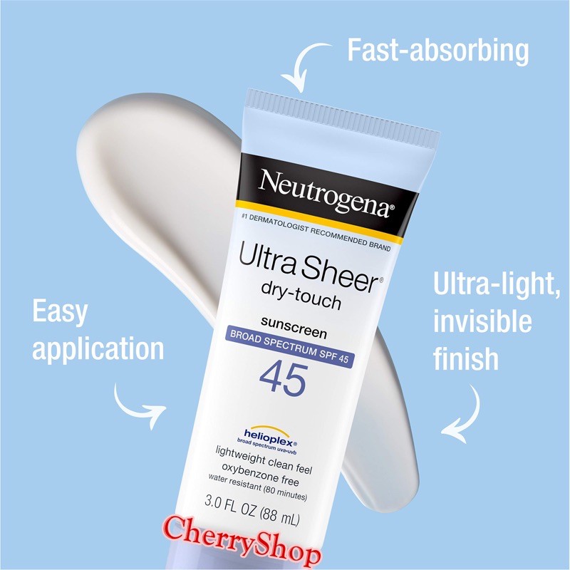 [Hàng USA] Kem chống nắng lâu trôi Neutrogena Ultra Sheer SPF 45 PA (88ml)