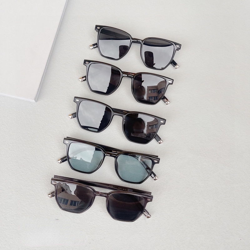 (HENGHA) Kính Mát Hình Vuông Màu Đen Đa Giác Thời Trang Cổ Điển Che Nắng