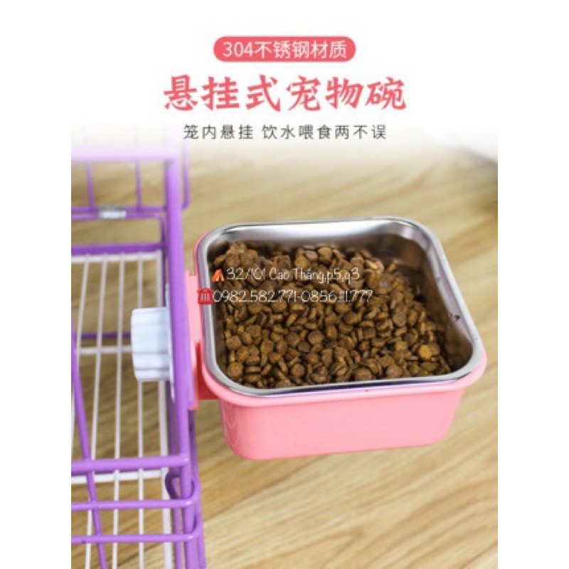 bát ăn gắn chuồng nhiều màu kiểu dáng đa dạng