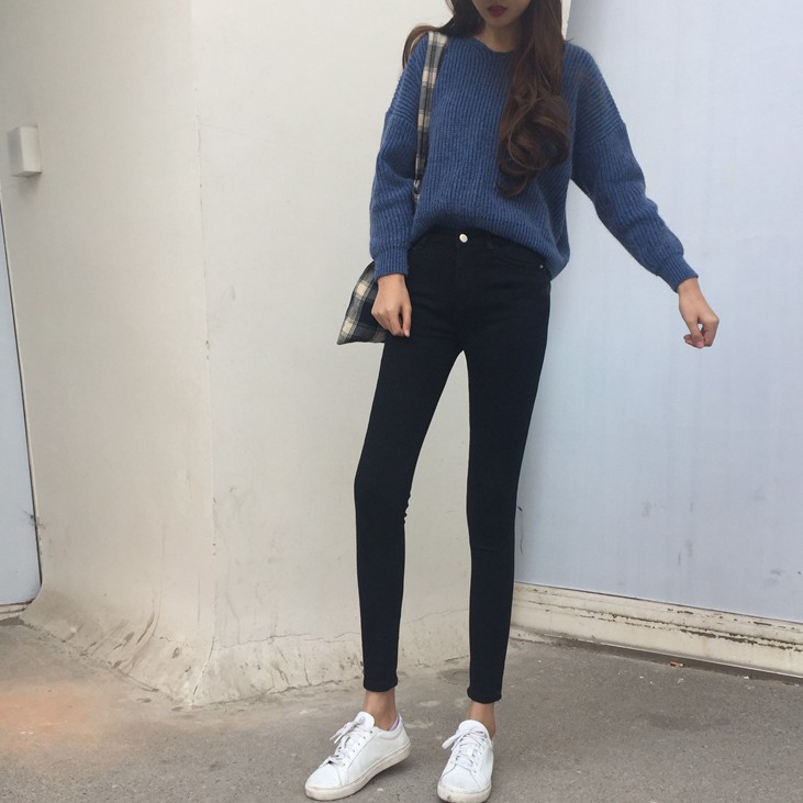[SẴN] Quần jeans skinny lưng cao Ulzzang Quảng Châu QD63