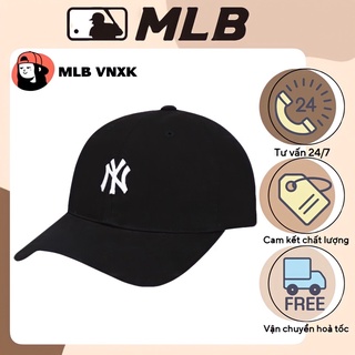 Mũ lưỡi trai MLB màu đen thêu chữ nhỏ NY trắng hàng VNXK