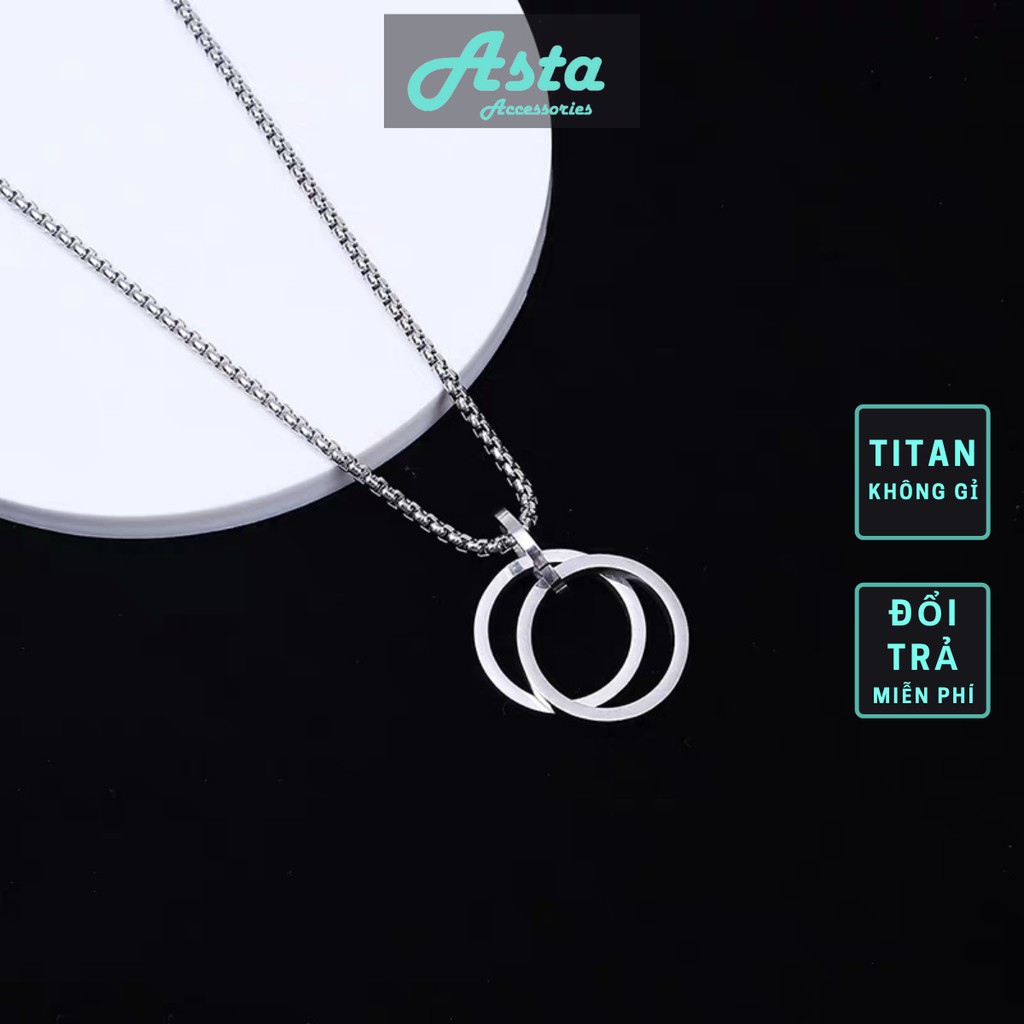 Dây Chuyền Nam 2T Màu Bạc Đẹp Asta Accessories Cao Cấp Cá TÍnh - Vòng Cổ Nhẫn Chất Liệu Titan Cao Cấp Không Gỉ