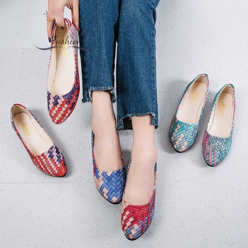 Ds Ladies Flat Shoes Shallow Mouth Color Matching Multicolor Casual Spring and Summer Shoes @vn