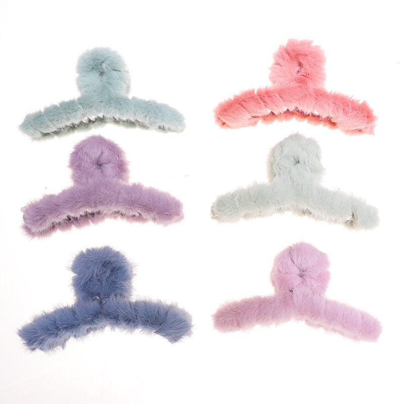 Kẹp tóc lông nhung màu kẹo dễ thương phong cách Hàn Quốc thời trang thu đông cho nữ