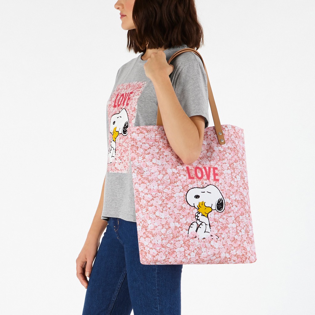 Cath Kidston - Túi Snoopy Simple Shopper with Leather Handle - 910125 - Washed Pink