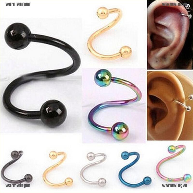 Khuyên Mũi / Môi / Tai / Cơ Thể Dạng Xoắn Bằng Thép Không Gỉ Thời Trang