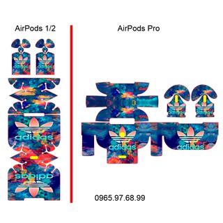 Miếng dán skin cho AirPods 1, 2, 3, Pro, Pro 2 TWS i12 in hình thương hiệu (mã atk072)