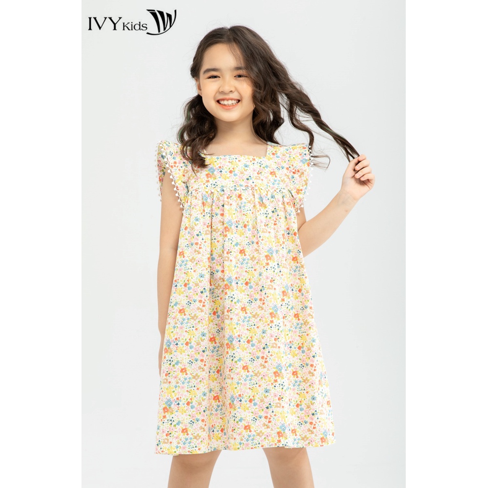 Đầm thô 2 lớp cổ vuông bé gái IVY moda MS 48G1306