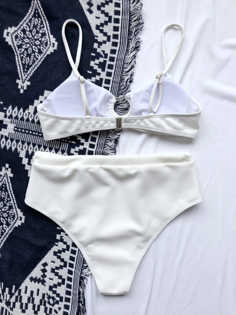 Bikini Lưng Cao Phối Vòng Kim Loại Màu Trắng / Đen | BigBuy360 - bigbuy360.vn