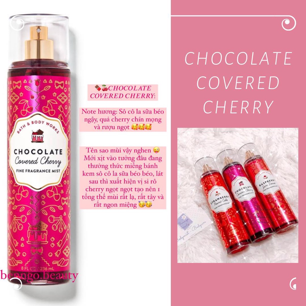 CHOCOLATE COVERED CHERRY - BỘ XỊT THƠM DƯỠNG THỂ BATH AND BODY WORKS 🍫