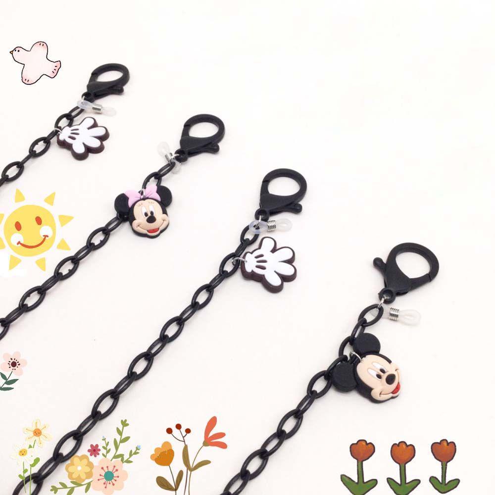 Dây Đeo Giữ Mắt Kính Bằng Acrylic Màu Đen Họa Tiết Hoạt Hình Thời Trang Cho Nữ