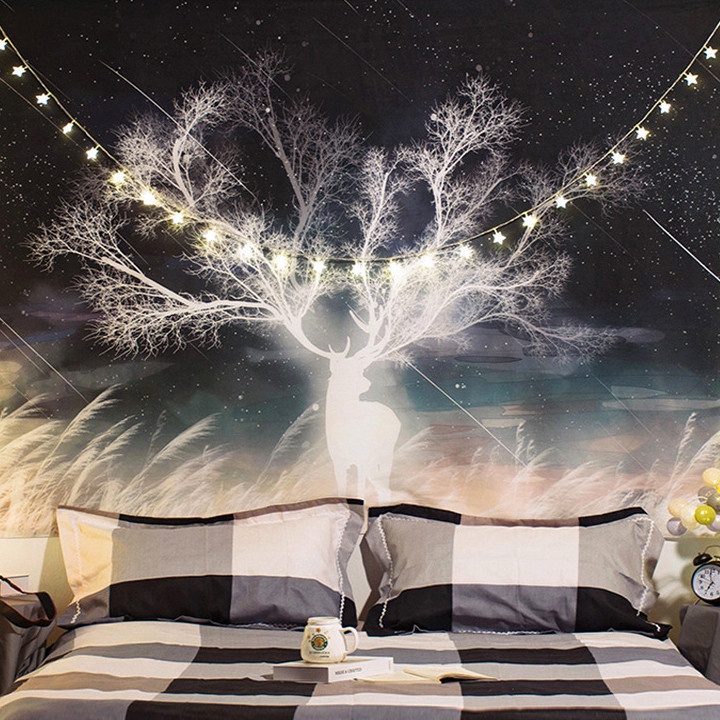 💖 Tranh Decor 💖 Tranh vải Decor trang trí tường, phòng hình nai sừng tấm siêu hot