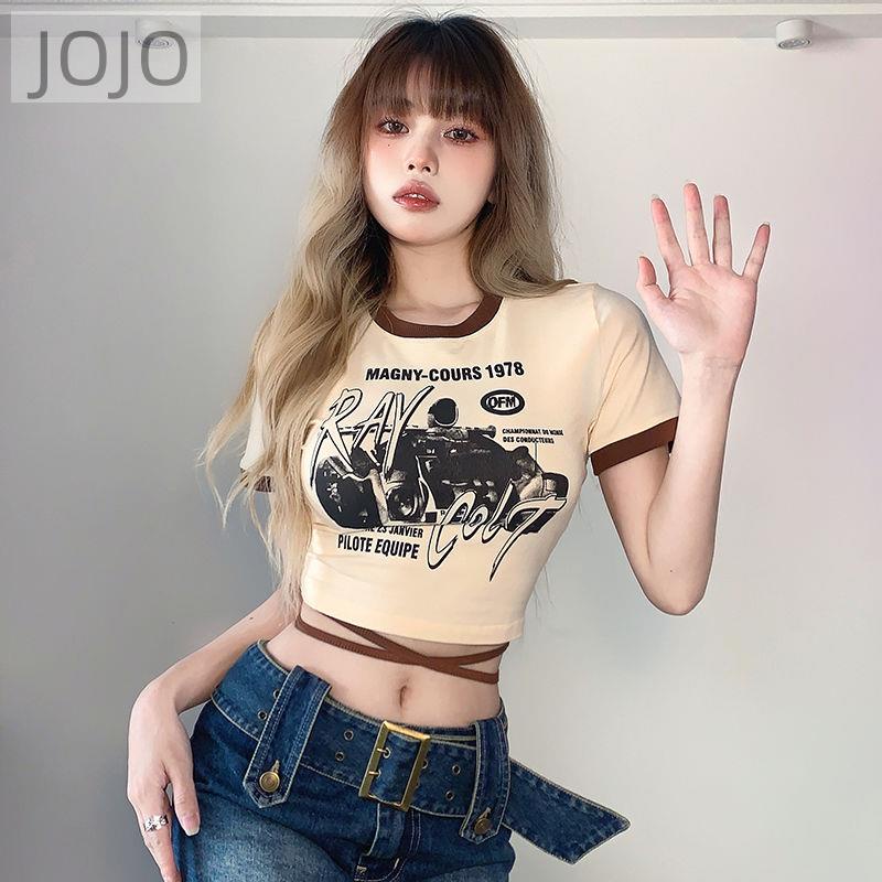 Áo Thun Tay Ngắn Cổ Tròn In Họa Tiết Retro Phong Cách Đường Phố Mỹ Thời Trang Mùa Hè Mới Cho Nữ