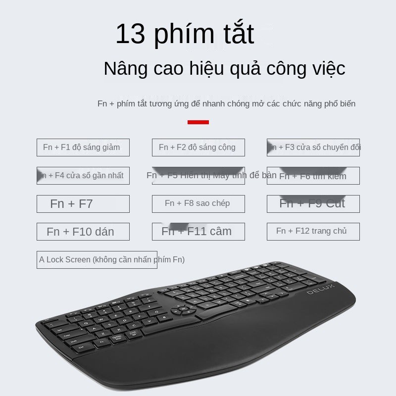 ♗Bàn phím công thái học đầy màu sắc thiết kế văn phòng không dây bluetooth bàn phím tắt tiếng chuyên dụng bàn phím đa ph