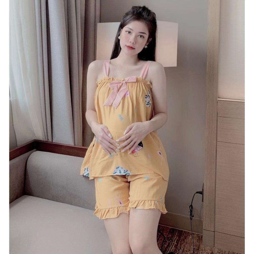 Bộ đồ bầu hai dây M357 chất lanh freesize từ 45 đến 70kg