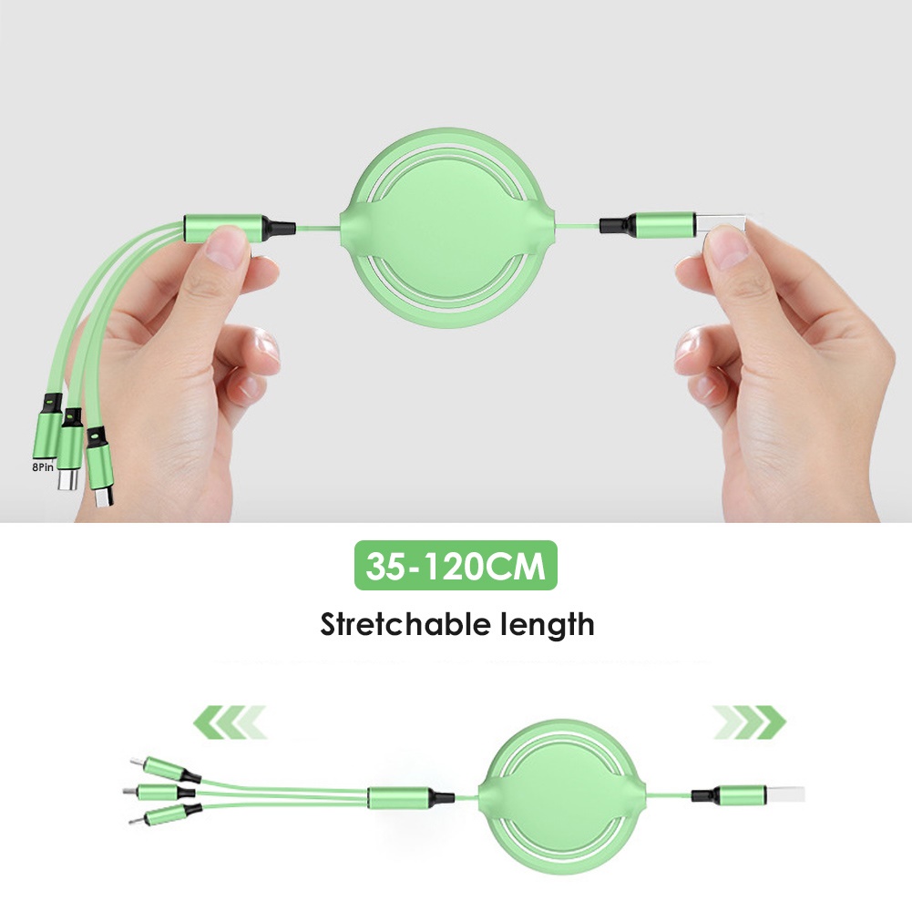 Dây Cáp Sạc Nhanh Và Truyền Dữ Liệu Micro Usb Loại C 8pin 3a 3 Trong 1 Tiện Dụng