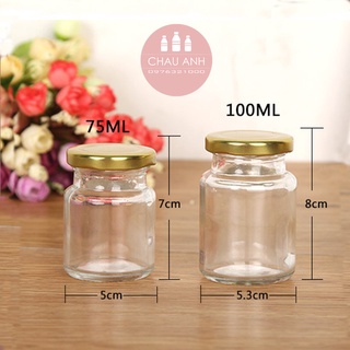Hũ thủy tinh 100ml, 75ml nắp nhựa, nắp thiếc
