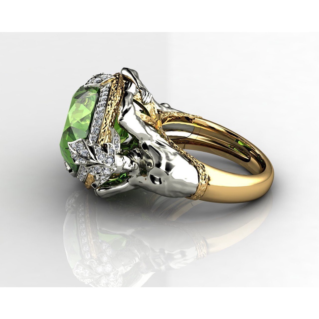 Nhẫn Bạc Đính Đá Zircon Màu Xanh Lá Cây Phong Cách Châu Âu Sang Trọng Thời Trang Cho Nữ