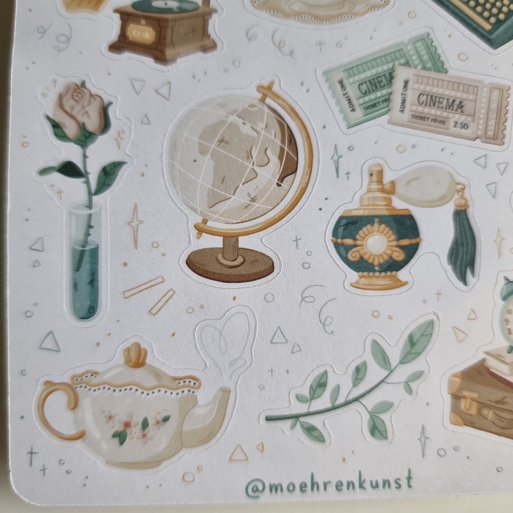 Sticker Sheet Vintage Faves - Chuyên dán sổ | Bullet Journal Stickers, Journal Stickers, Vintage Stickers, Retro