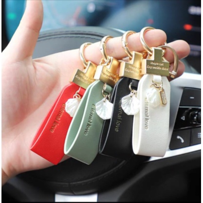 Móc Chìa Khóa Bằng Da PU 4 Màu Thời Trang Dành Cho Nam Và Nữ