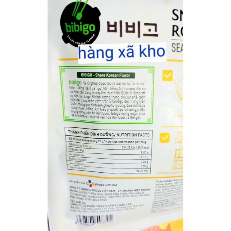 Snack Rong Biển Bibigo 25 GR mật ong và truyền thống.date: T4_/2024