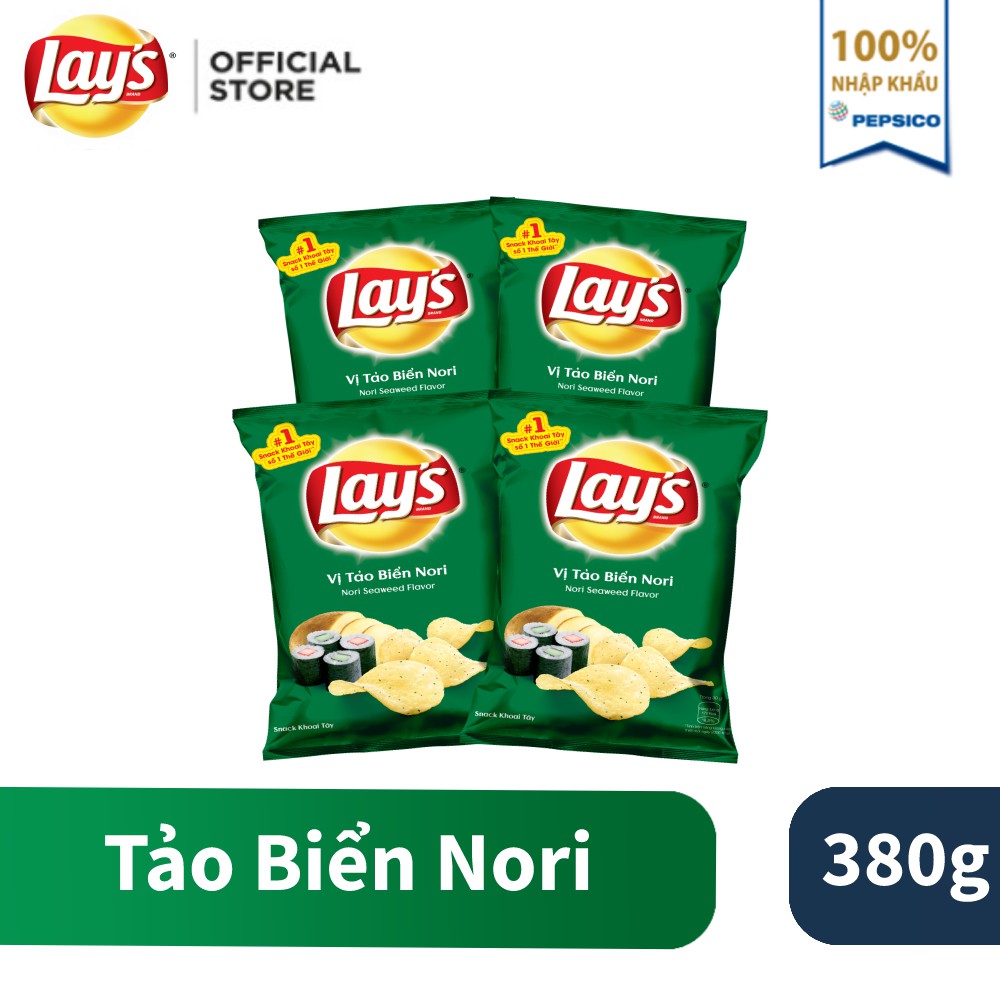 Combo 4 Snack Khoai Tây Lay's vị Tảo Biển Nori 95g/gói