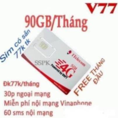 Sim 4G - ( CHỌN SỐ ĐẸP ĐỒNG GIÁ 500K ) vinaphone - Itel CÓ GÓI 90gb/tháng + free gọi vina  giống sim vd89 - vd149 - v90