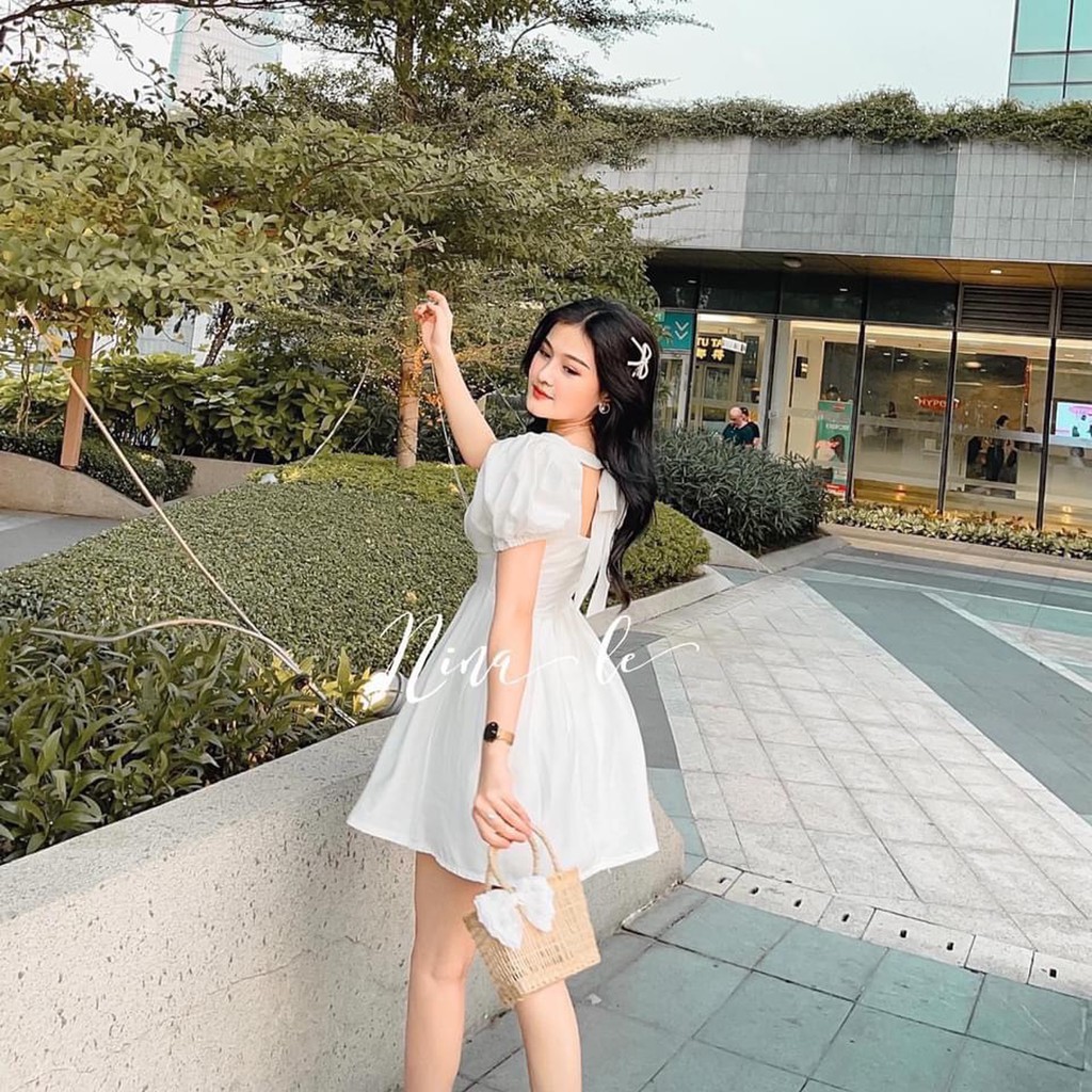 Đầm nữ tay ngắn, đầm xòe đẹp, phom váy trẻ trung, chất vải đẹp, 2 lớp, hàng đẹp chuẩn bán shop, phom dưới 52kg | BigBuy360 - bigbuy360.vn