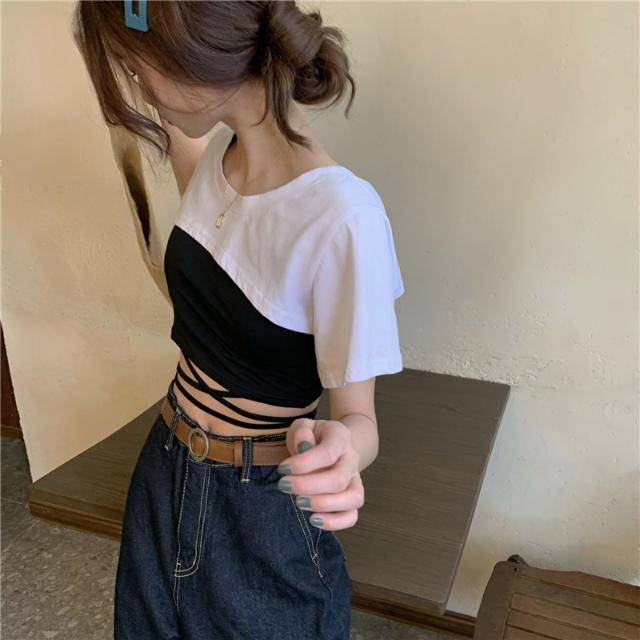 Bộ Áo Thun Ngắn Tay Ôm Dáng + Quần Short Lưng Cao Phong Cách Hàn Quốc Dành Cho Nữ