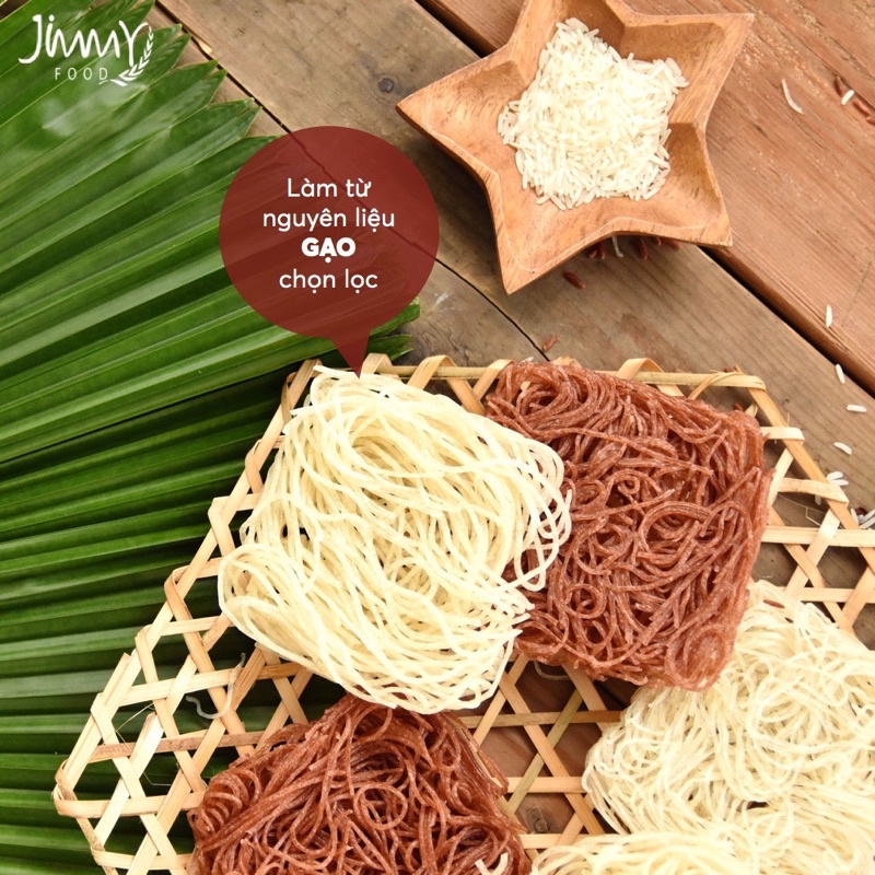 Bún gạo lứt Jimmy 250gr, bún khô làm từ gạo lức  chất lượng xuất khẩu, tiêu chuẩn Châu Âu