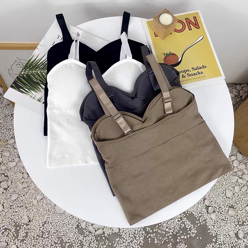 Áo 2 dây bản to có mút ngực  có dây điều chỉnh chất thun thái xịn ! (AL14)