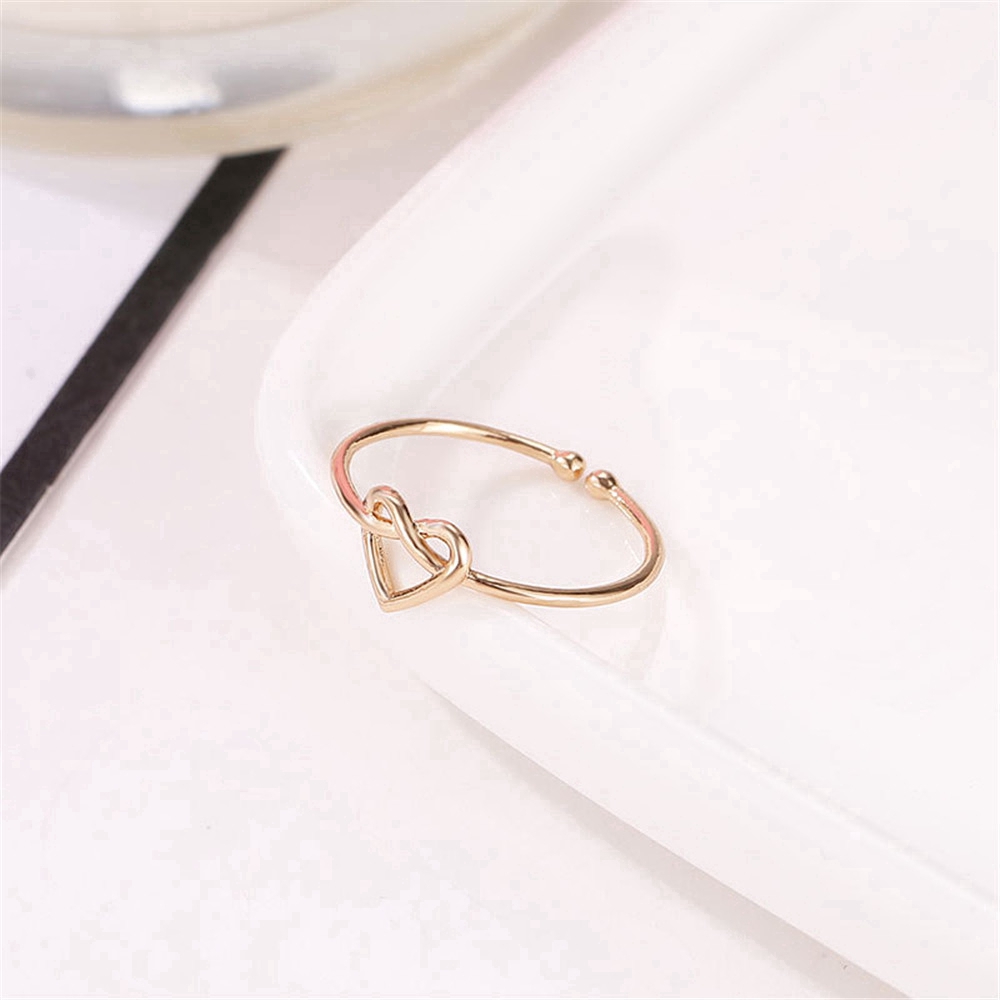 fashion woman simple open up rings hollow heart love adjustable rings jewelry