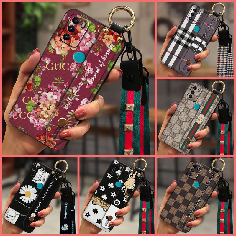 Ốp điện thoại TPU chống sốc in họa tiết hoa cúc có dây đeo cho Vsmart Star 5