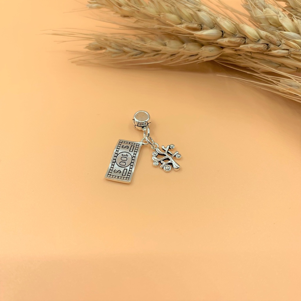 Charm bạc thái móc treo đồng tiền và cây gia đình - Charm Bạc 925 - Mã CA740