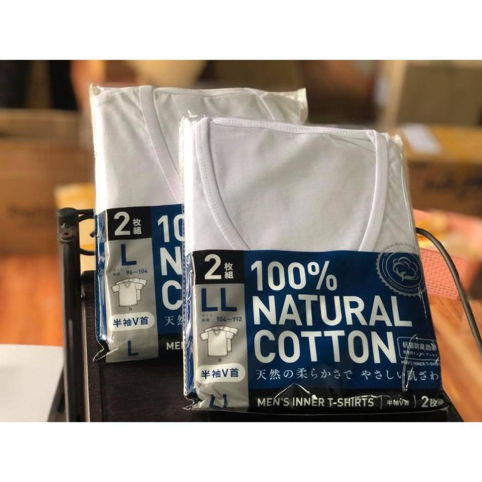 Set 2 áo lót nam 100% cotton kháng khuẩn - mẫu cổ tim