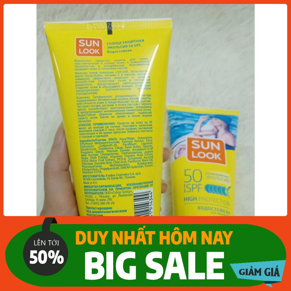 THÁNG SALE Kem chống nắng Sunlook spf50 tuýt to 150ml xách Nga  SALE