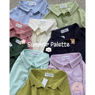 Áo sơ mi nữ form rộng RUCHAN tay dài linen kiểu dáng oversize basic có cổ thiết kế nhiều màu thời trang