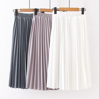 Chân váy dài xếp ly nữ dài qua gối midi phong cách đơn giản Akira Store