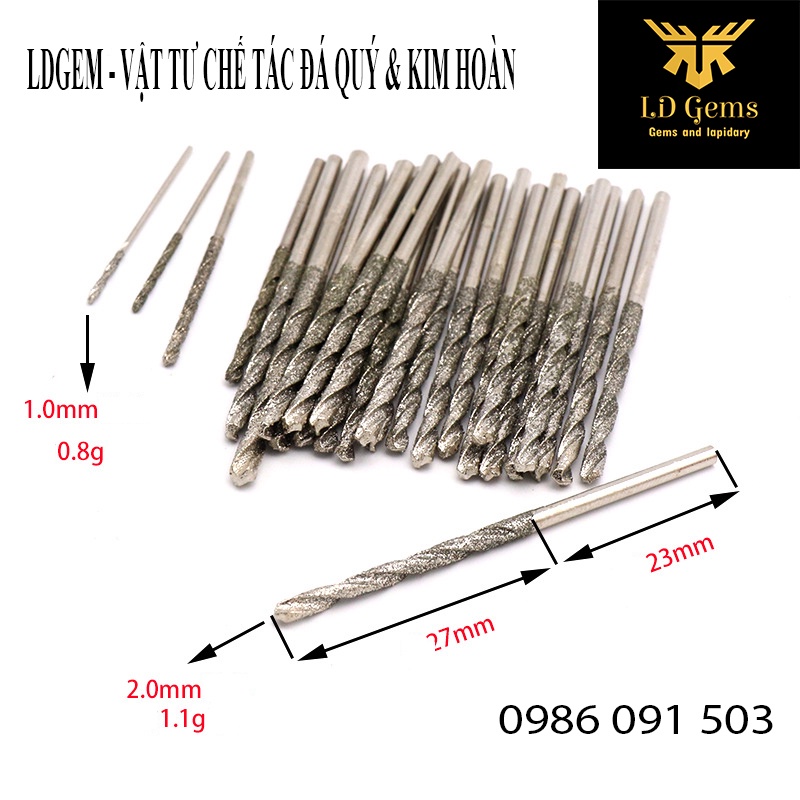 Mũi khoan đá quý, ngọc bích, cẩm thạch dạng xoắn có nhám kim cương chuyên dụng