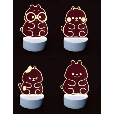Đèn Led gấu brown trắng L1I6  Đèn Ngủ 3D cute bare bear cute molang pusheen tonton khủng long hoàng đế mèo capoo