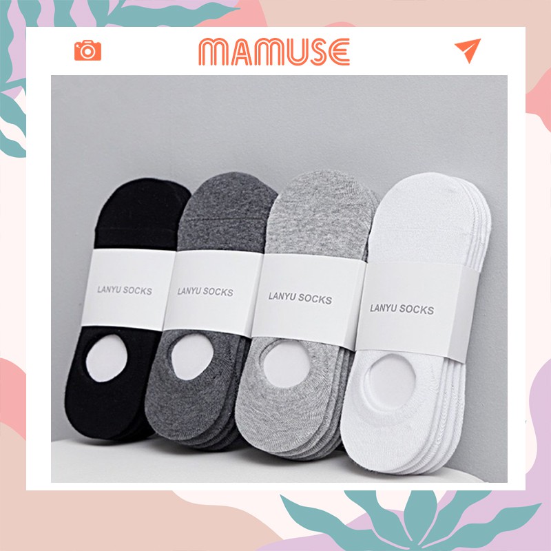 Tất nam cổ ngắn MAMUSE vớ lười nam cổ thấp có đêm gót chống tuột TN5