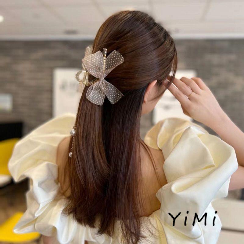 Kẹp Tóc Hình Chấm Bi Đính Ngọc Trai Phối Tua Rua Dễ Thương Cho Bé Gái