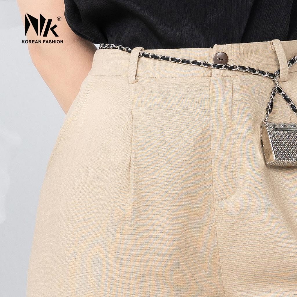 Quần Đùi Lỡ Nữ NK Fashion Thiết Kế Phong Cách Hiện Đại, Cá Tính, Chất Liệu Vải Nhập Cao Cấp NKQU2203006
