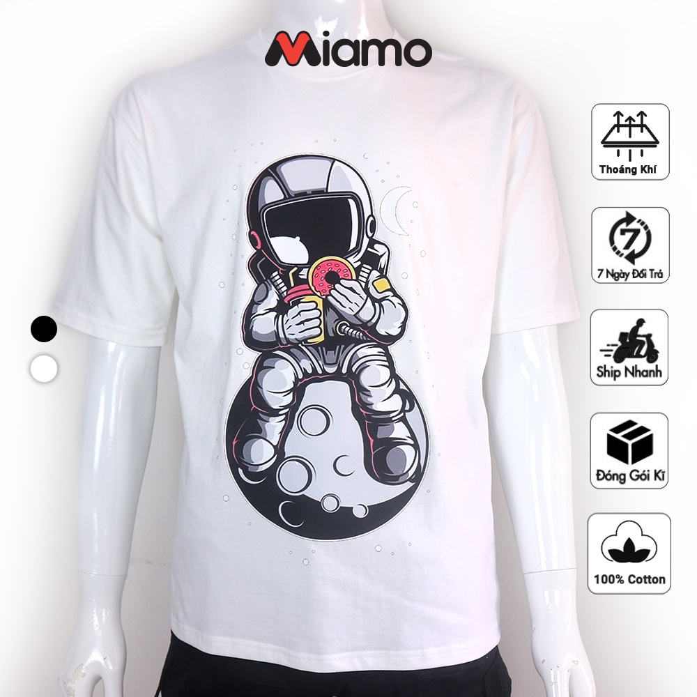 [Freeship] Áo thun tay lỡ Unisex basic phi hành gia vải cotton mịn đẹp Miamo