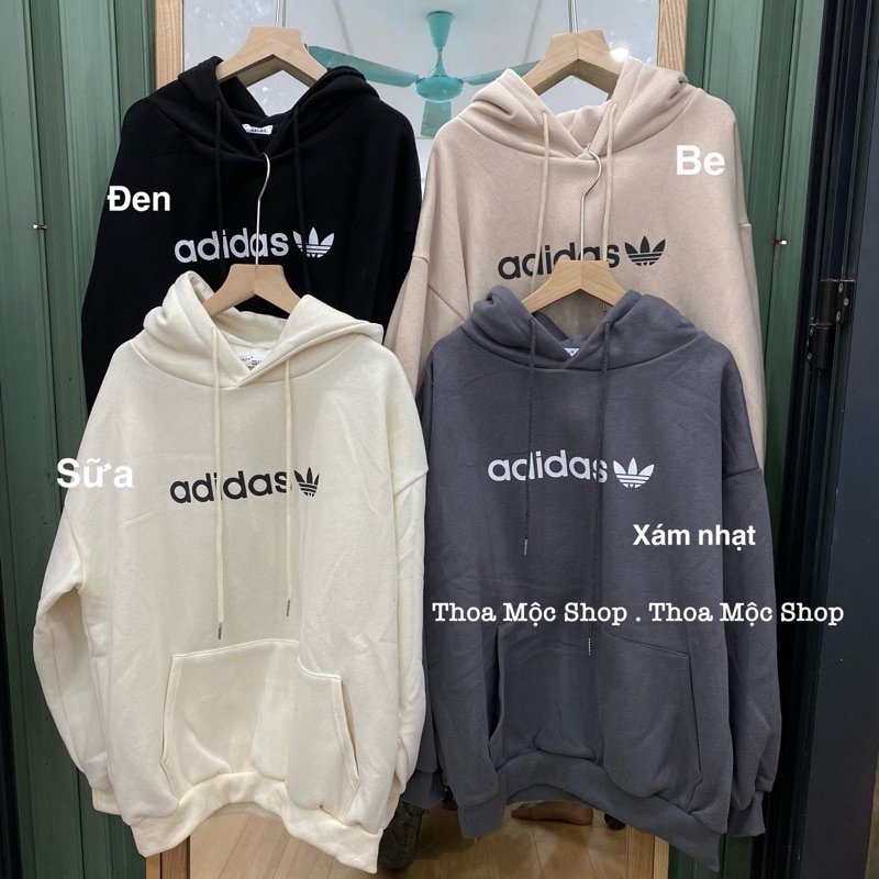 Áo Hoodies nỉ chữ Adidas in hàng QC( Ảnh thật +VD)