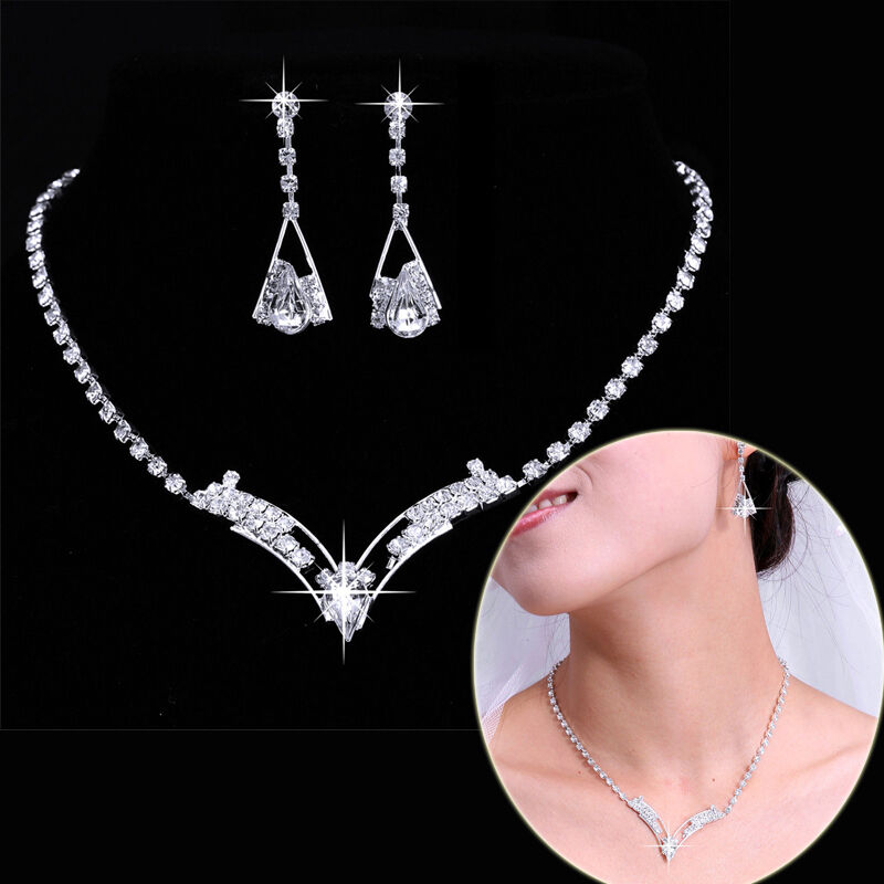 Bộ Vòng cổ + Bông Tai Đính Pha Lê Cho Nữ