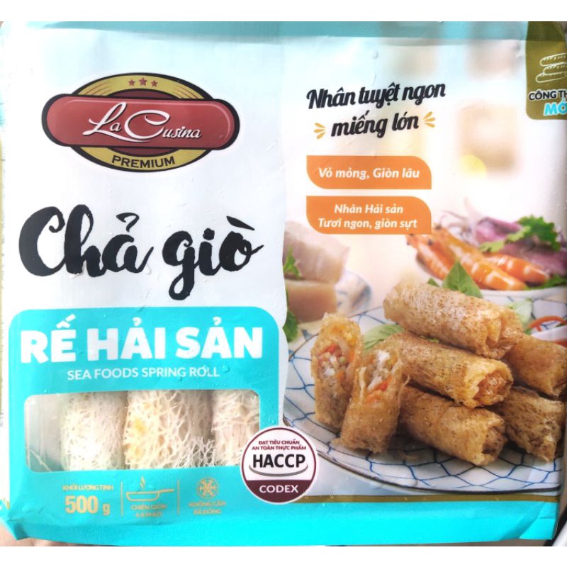RẺ NHẤT SHOPEE CHẢ GIÒ / CHẢ RẾ CÁC LOẠI / HẢI SẢN / TÔM MỰC/ THỊT ĐẶC BIỆT LACUSINA 500G