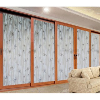5m decal dán kiếng hoa 5 cánh tím khổ 45cm